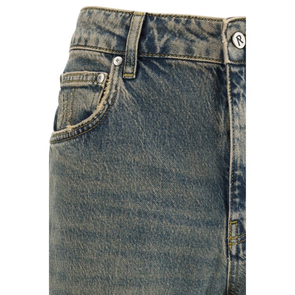 Represent Blue Cotton Straight-Leg Jeans