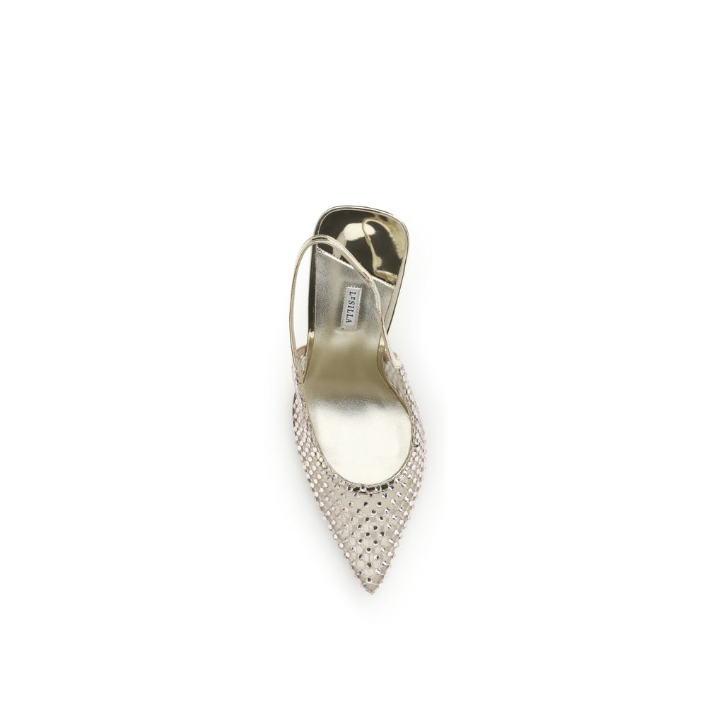 LE SILLA Gold Nylon Platform Pumps