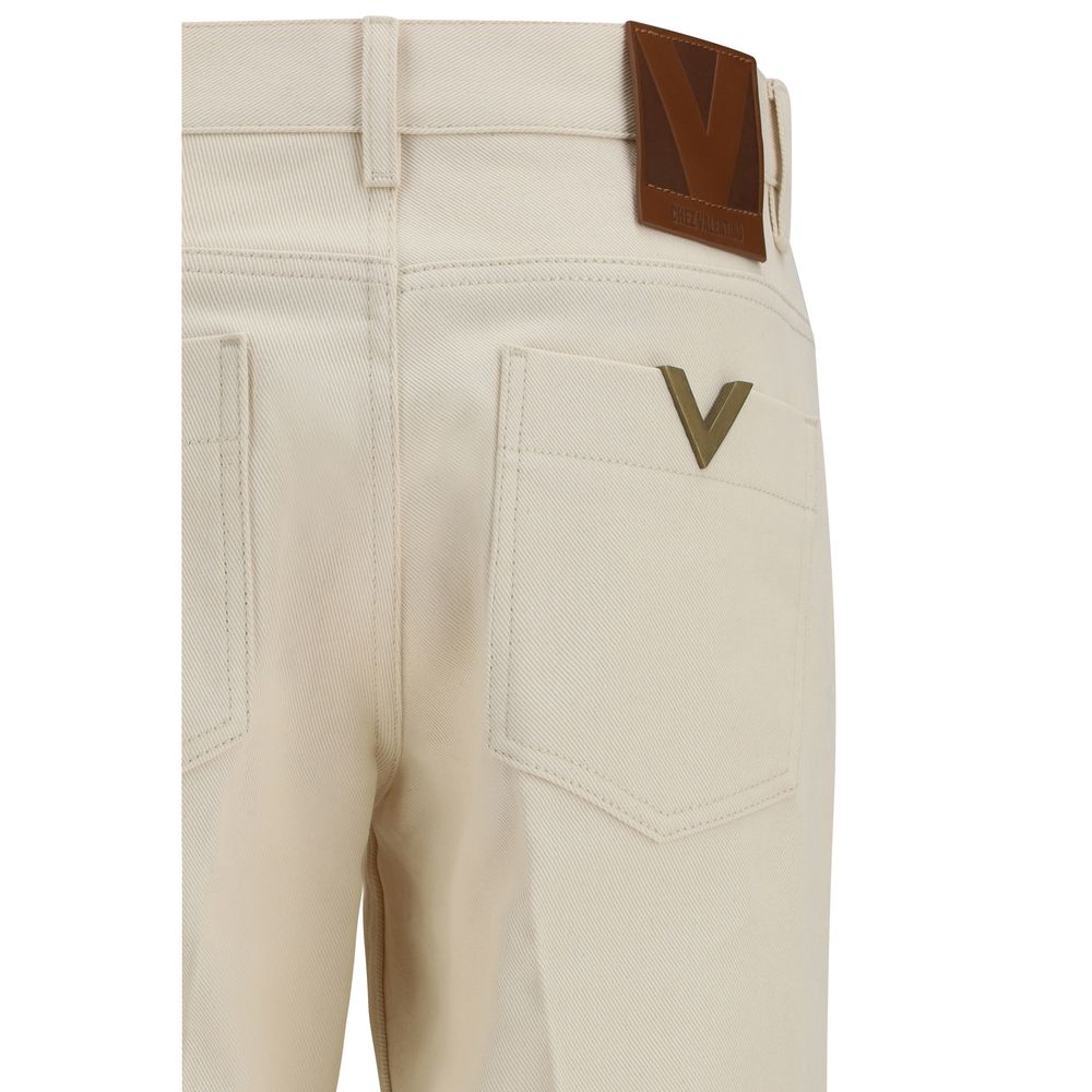 Valentino Beige Cotton Flared Jeans