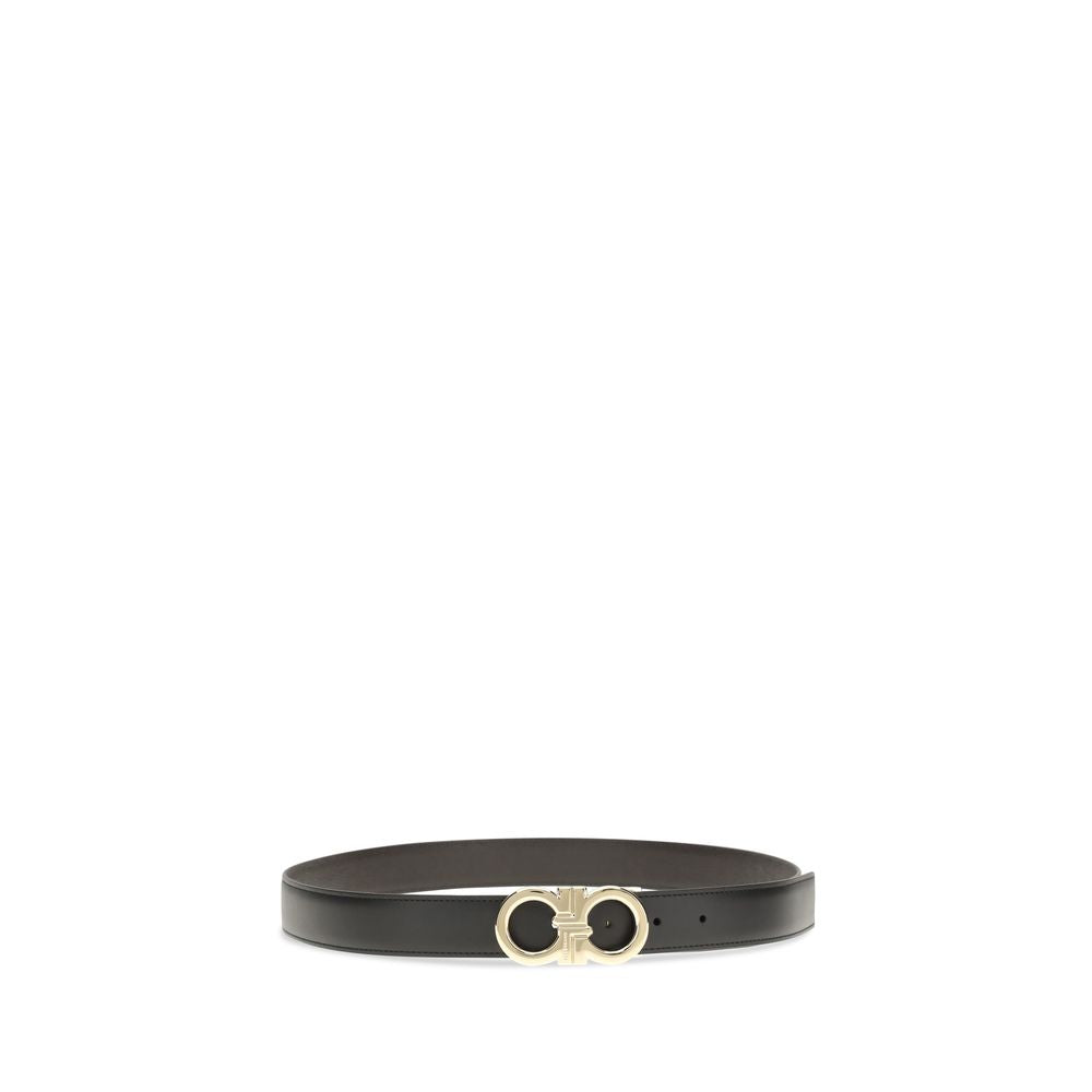 Ferragamo Black Calf Leather Bos Taurus Regular Belt