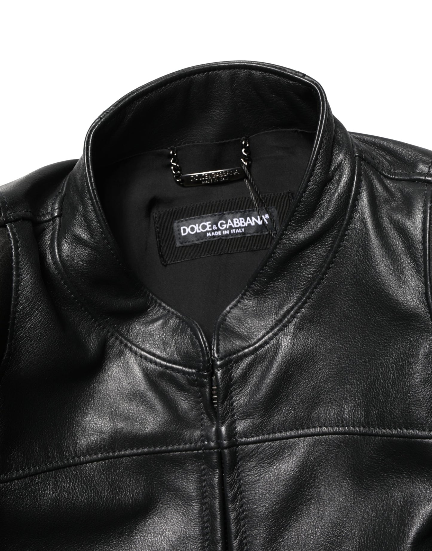Dolce & Gabbana Black Nylon Full Zip Men Biker Coat Jacket
