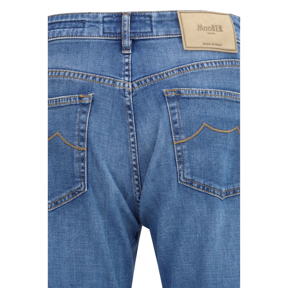 MooRER Blue Cotton Straight-Leg Jeans