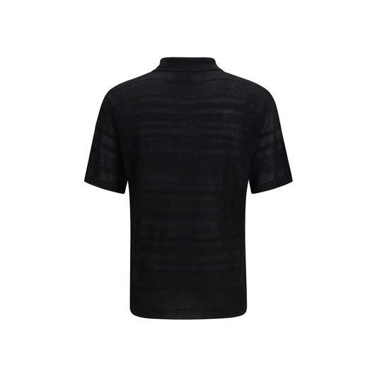 Laneus Black Cotton Polo Shirt