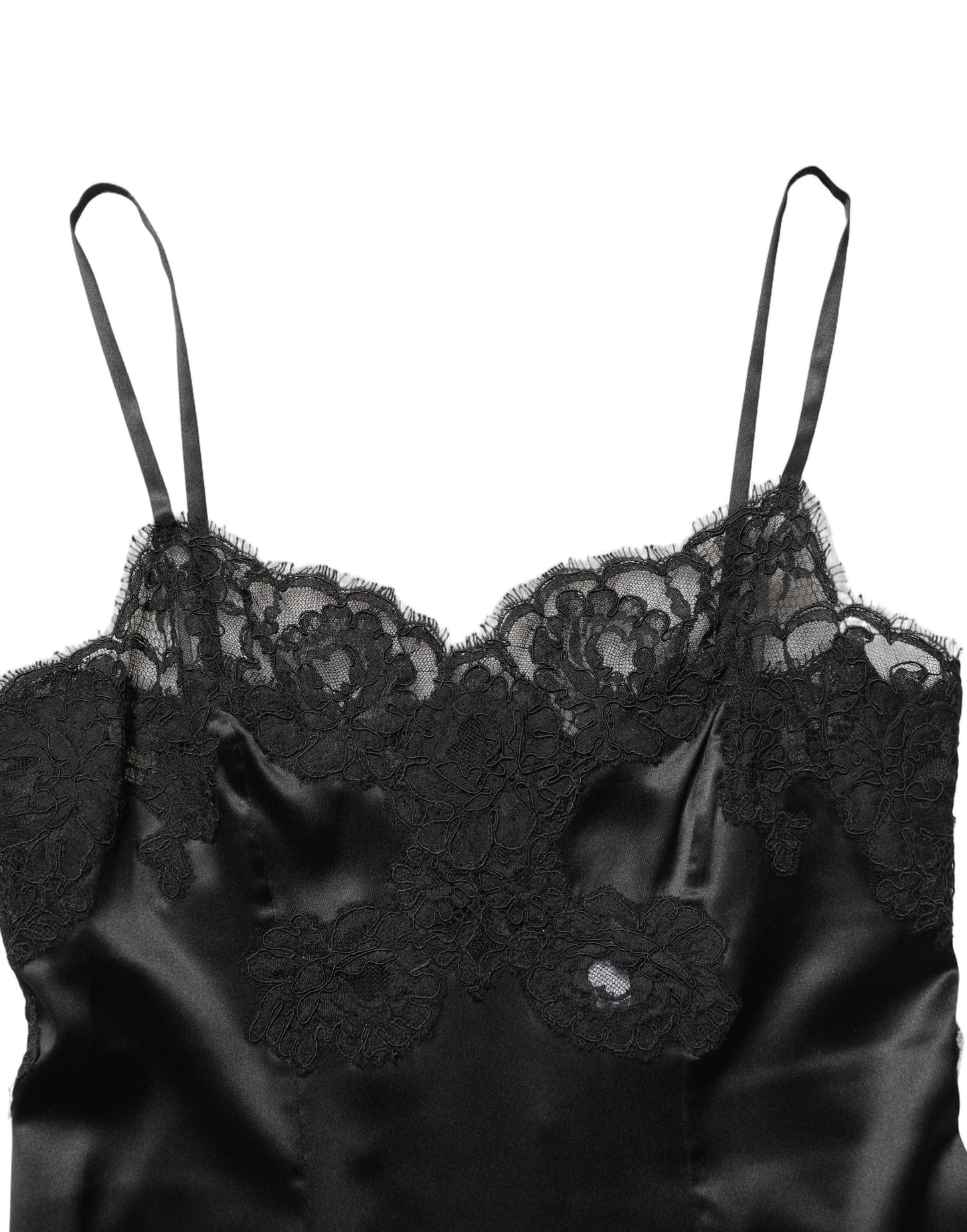 Dolce & Gabbana Black Silk Lace Lingerie Short Chemise Sleepwear
