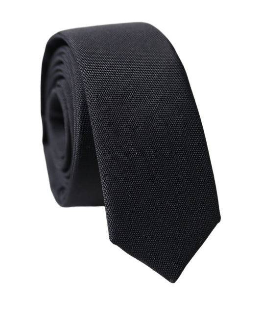 Dolce & Gabbana Black Solid 100% Silk Adjustable Men Tied Necktie Tie