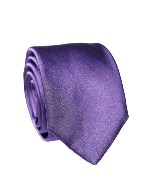 Dolce & Gabbana Purple Satin 100% Silk Adjustable Men Tied Necktie Tie