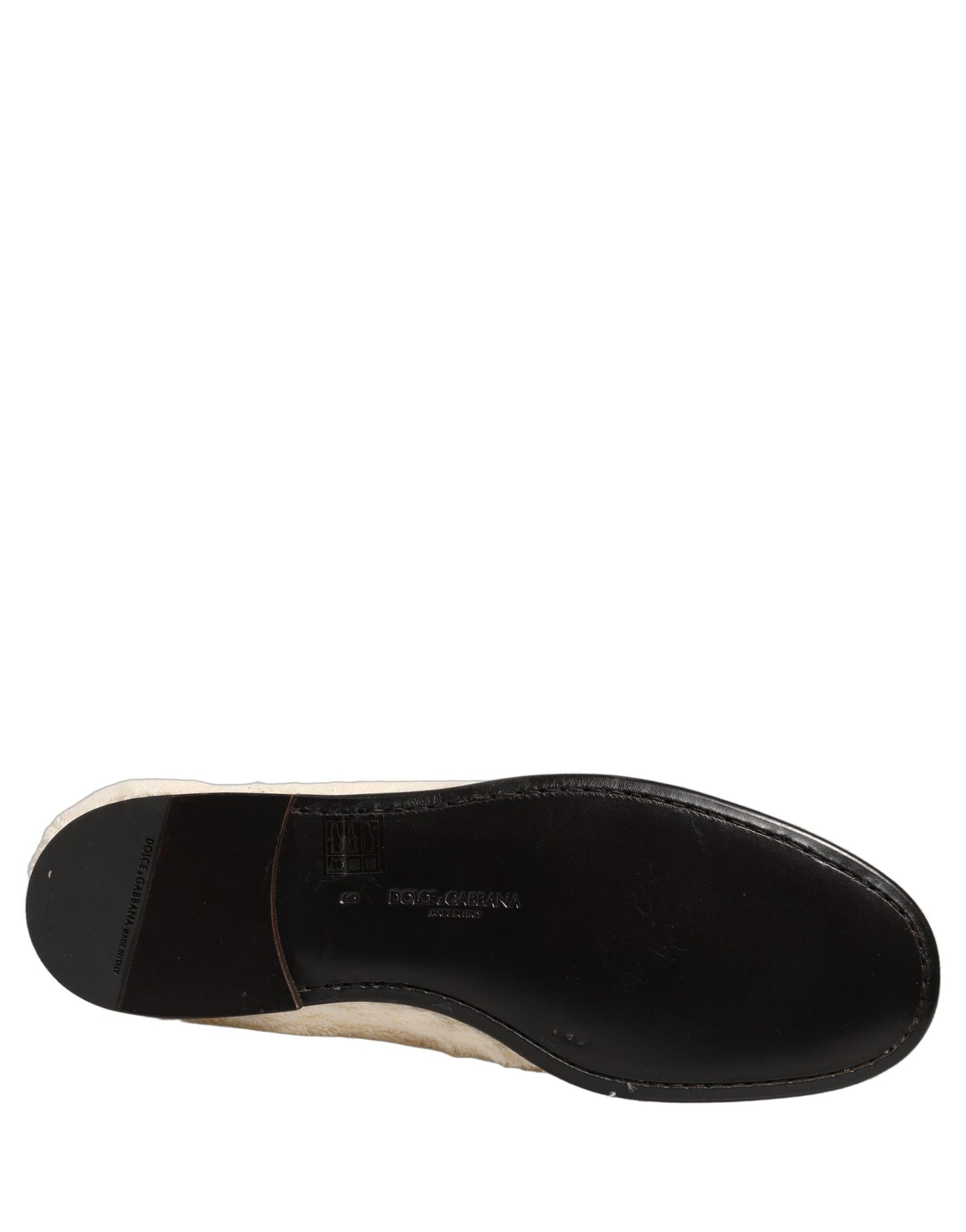 Dolce & Gabbana White Fur Shearling Men Dress Loafers Shoes