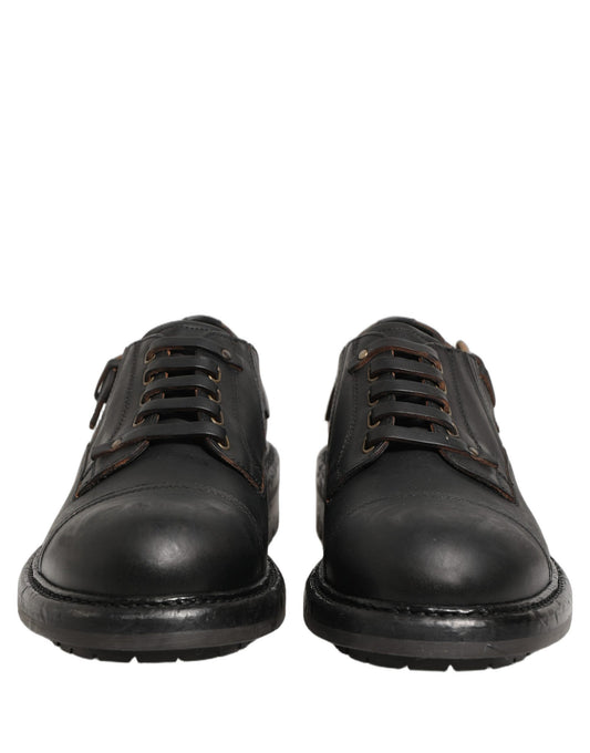 Dolce & Gabbana Dress Black Leather Lace Up Derby Men Shoes