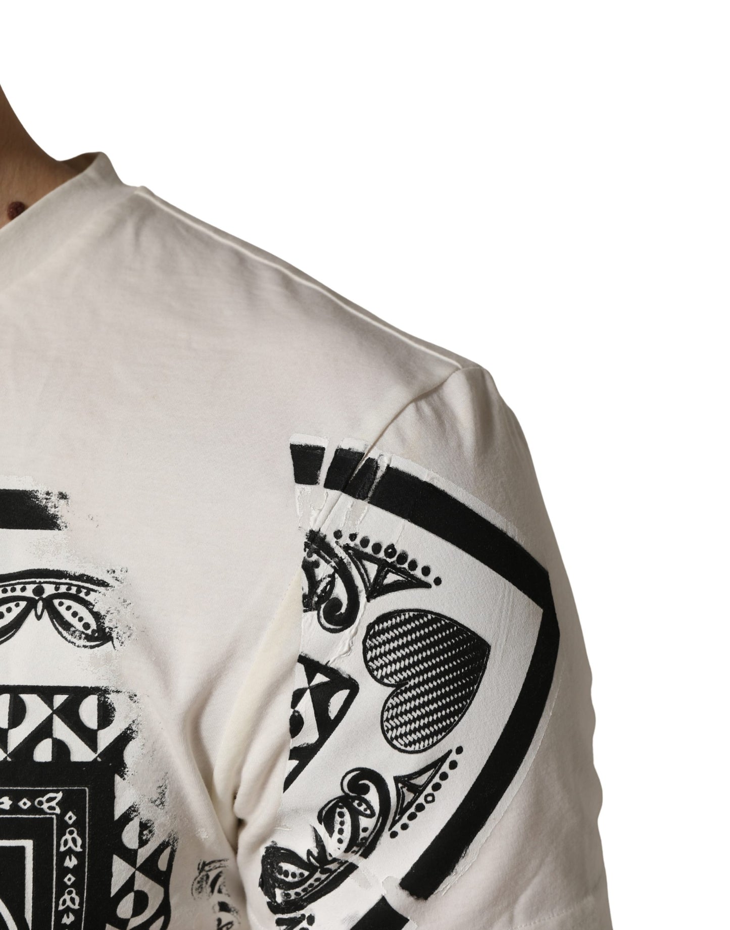 Dolce & Gabbana White Cotton Logo Bandana Print Men T-shirt
