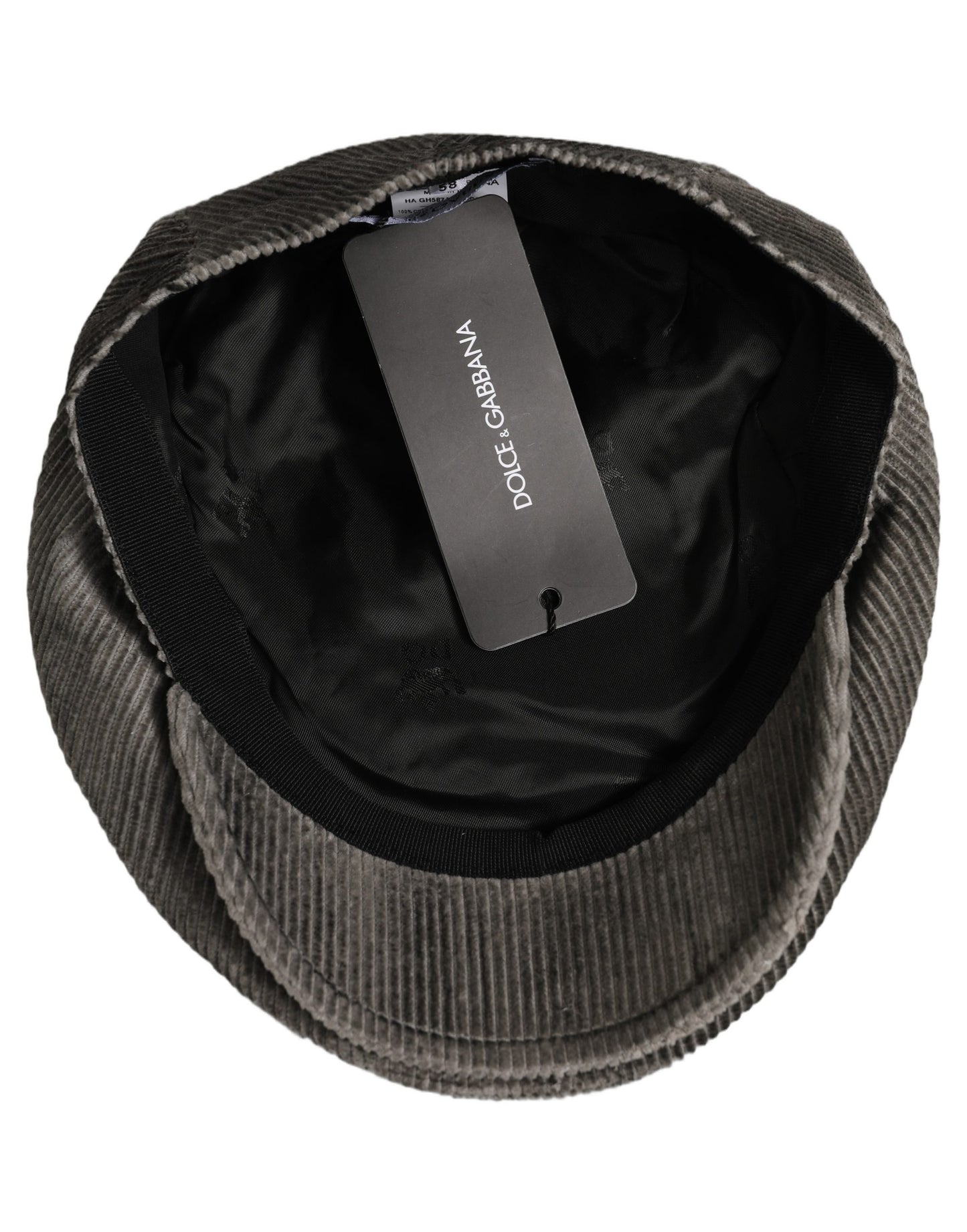 Dolce & Gabbana Men Grey Cotton Corduroy Cloth Newsboy Cap Hat