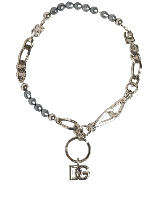 Dolce & Gabbana Silver Tone Chain Signature DG Logo Pendant Necklace