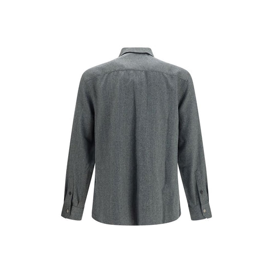 Brunello Cucinelli Gray Wool Oves Aries Dress Shirt