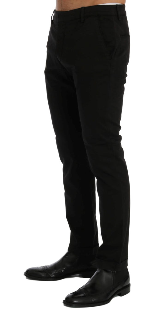 Costume National Black Slim Fit Cotton Stretch Pants