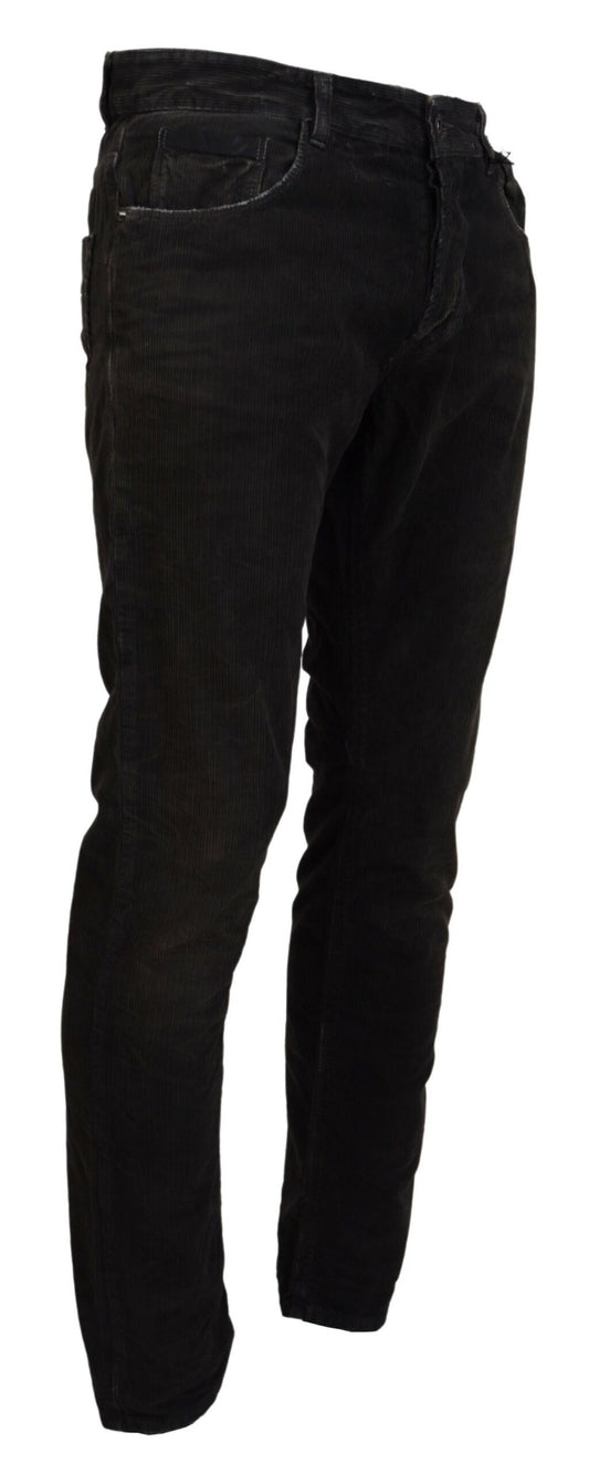 Costume National Gray Cotton Corduroy Men Casual Jeans