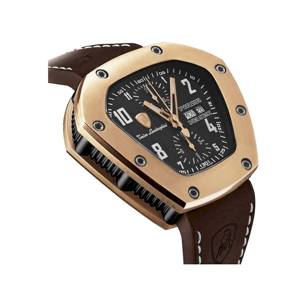 Lamborghini Black Leather Dress Watch