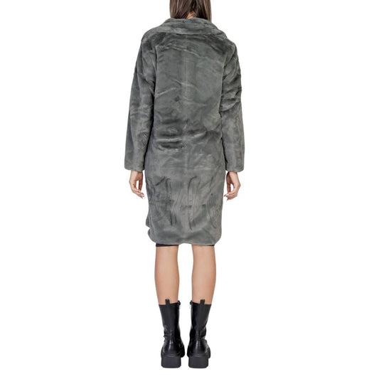 ICHI Black Polyester Coat