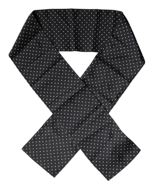 Dolce & Gabbana Black Polka Dots Silk Skinny Neck Wrap Scarf