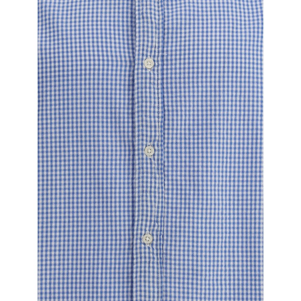 Deperlu Blue Cotton Pattern Shirt