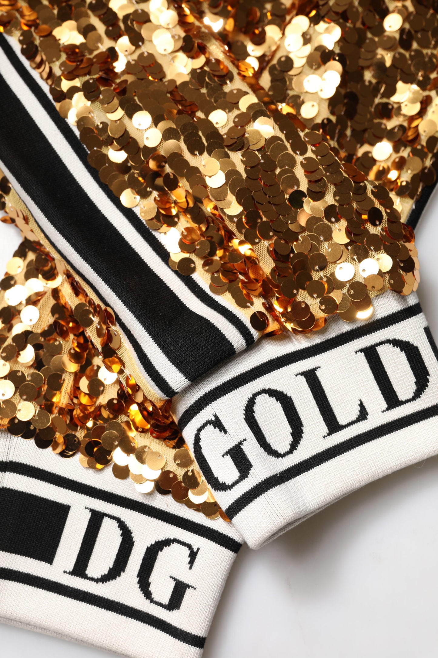 Dolce & Gabbana Metallic Gold DG Logo Sequined Jogger Pants