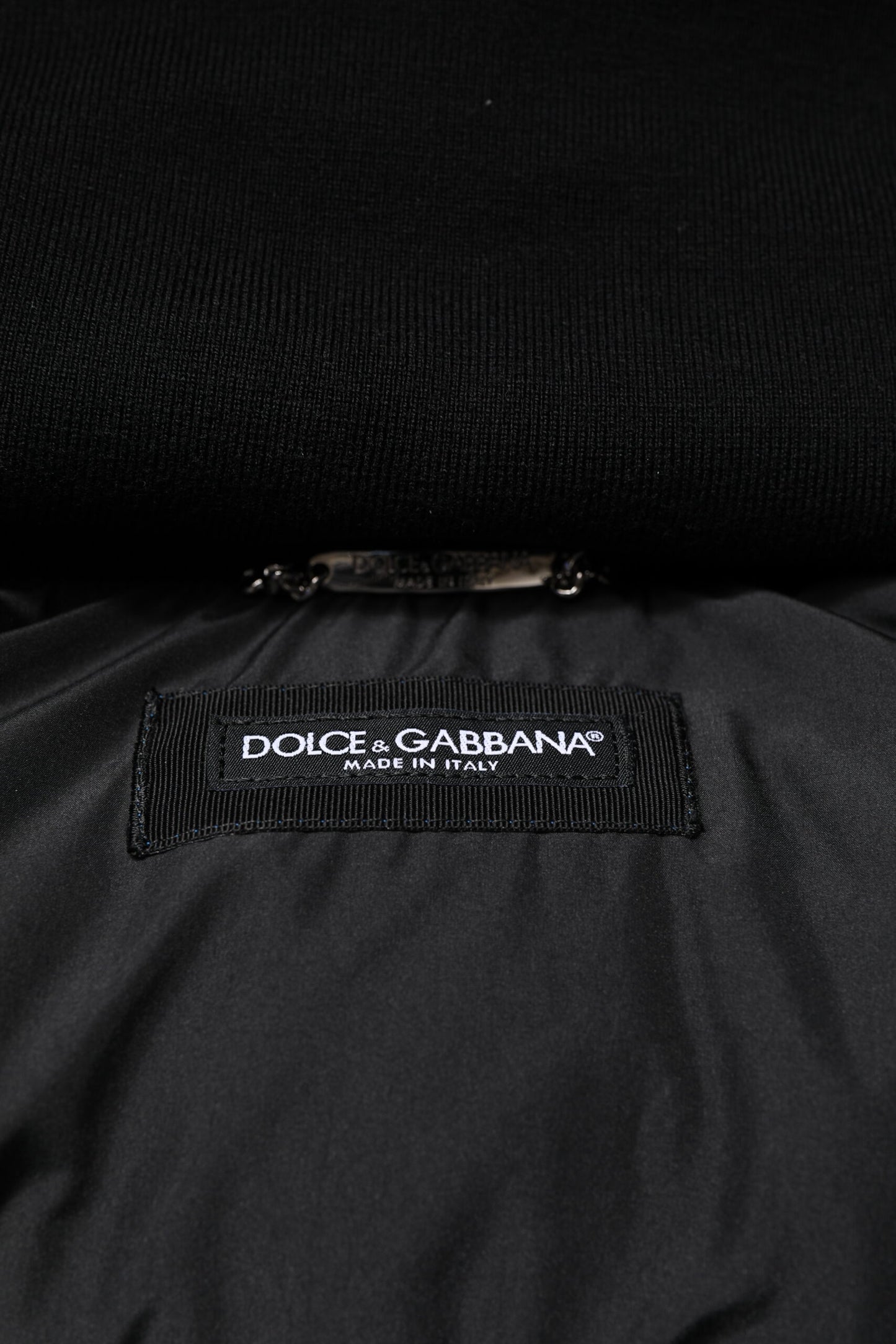 Dolce & Gabbana Blue Logo Full Zip Hooded Quilted Jacket