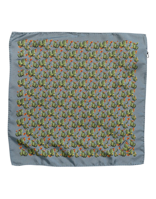Dolce & Gabbana Gray Green Cactus Print Square Foulard Scarf
