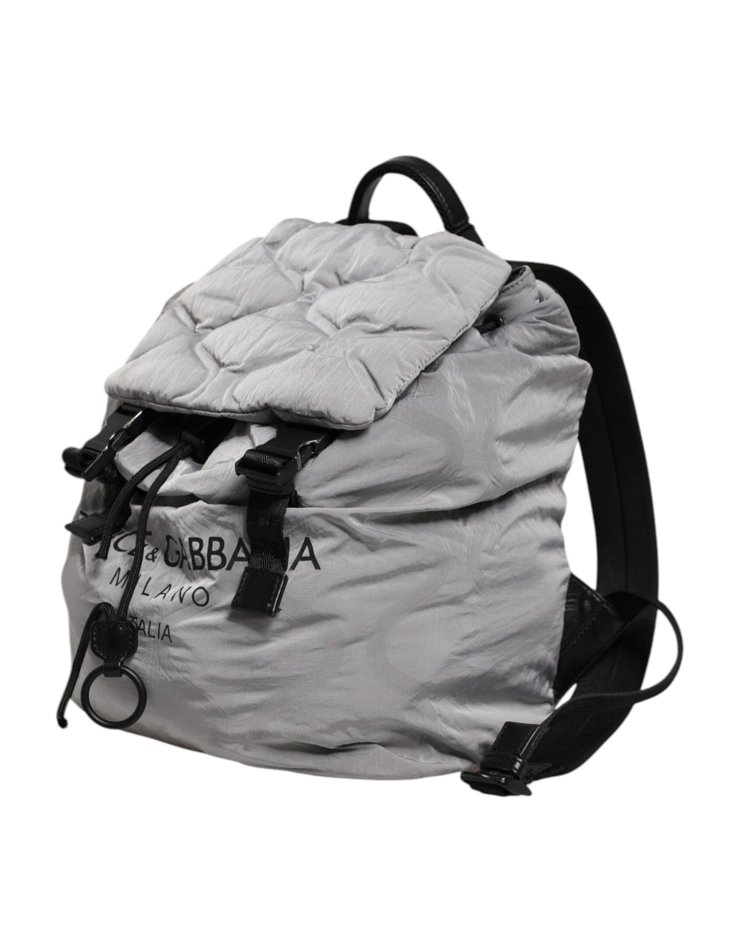 Dolce & Gabbana Gray Milano Print Drawstring Travel Backpack Bag