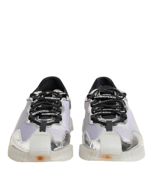 Dolce & Gabbana Silver Black Nylon NS1 Low Top Sneakers Shoes
