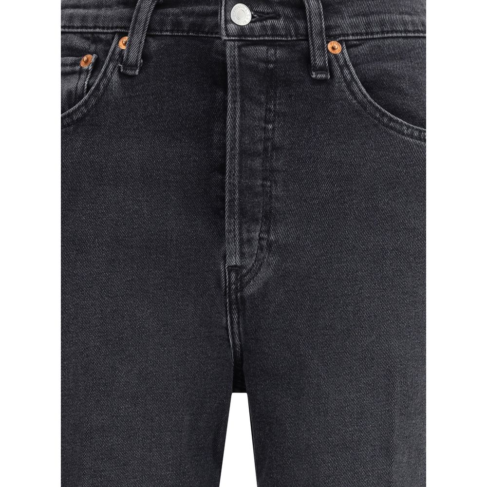 RE/DONE Black Cotton Flared Jeans