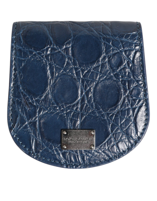 Dolce & Gabbana Blue Exotic Skin Coin Condom Case Holder Pocket Wallet