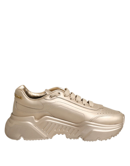 Dolce & Gabbana Gold Leather Daymaster Women Sneaker Shoes