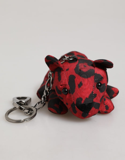 Dolce & Gabbana Red Black Polyester Animal Silhouette Bag Keychain Keyring