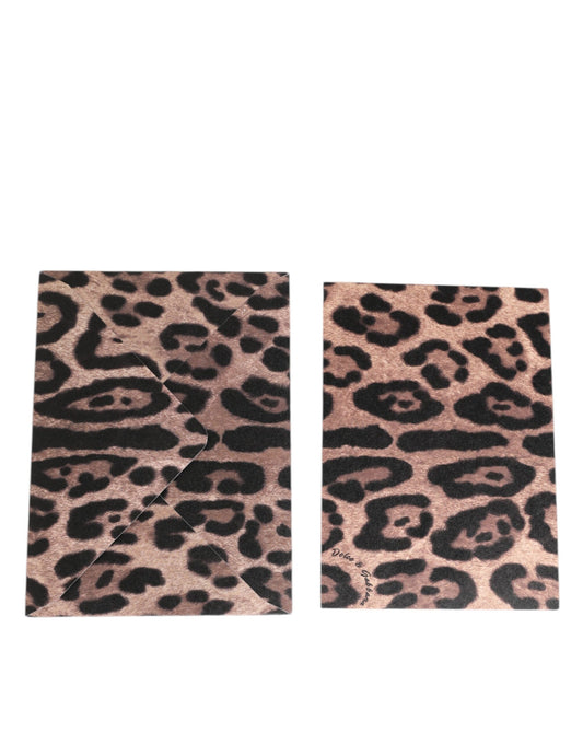 Dolce & Gabbana Multicolor Leopard Print Envelope Paper Post Card Holder