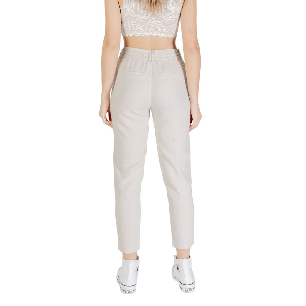 Only Beige Linen Casual Pants