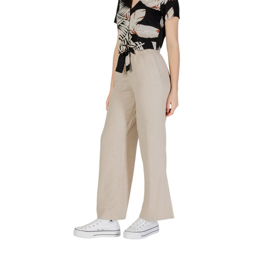 Only Beige Linen Casual Pants