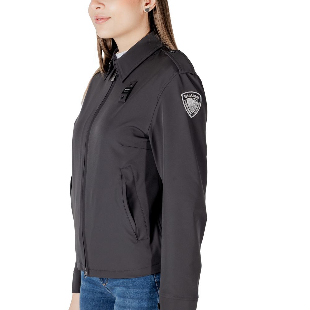 Blauer Black Polyamide Biker Jacket