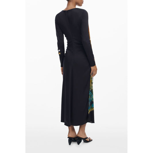 Desigual Nero Viscosa Womens Long Dress