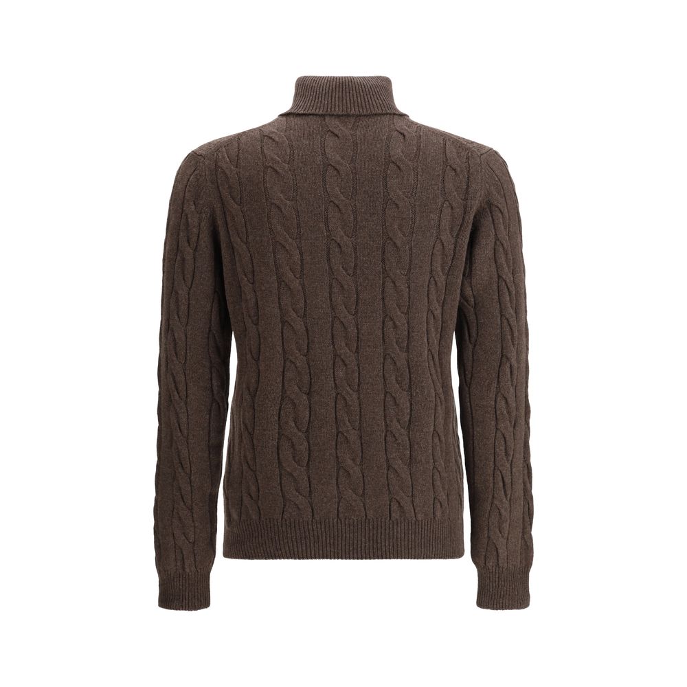Aragona Cashmere Braided Turtleneck Sweater