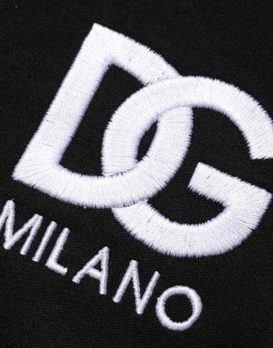 Dolce & Gabbana Black Cotton DG Logo Embroidery Top T-shirt