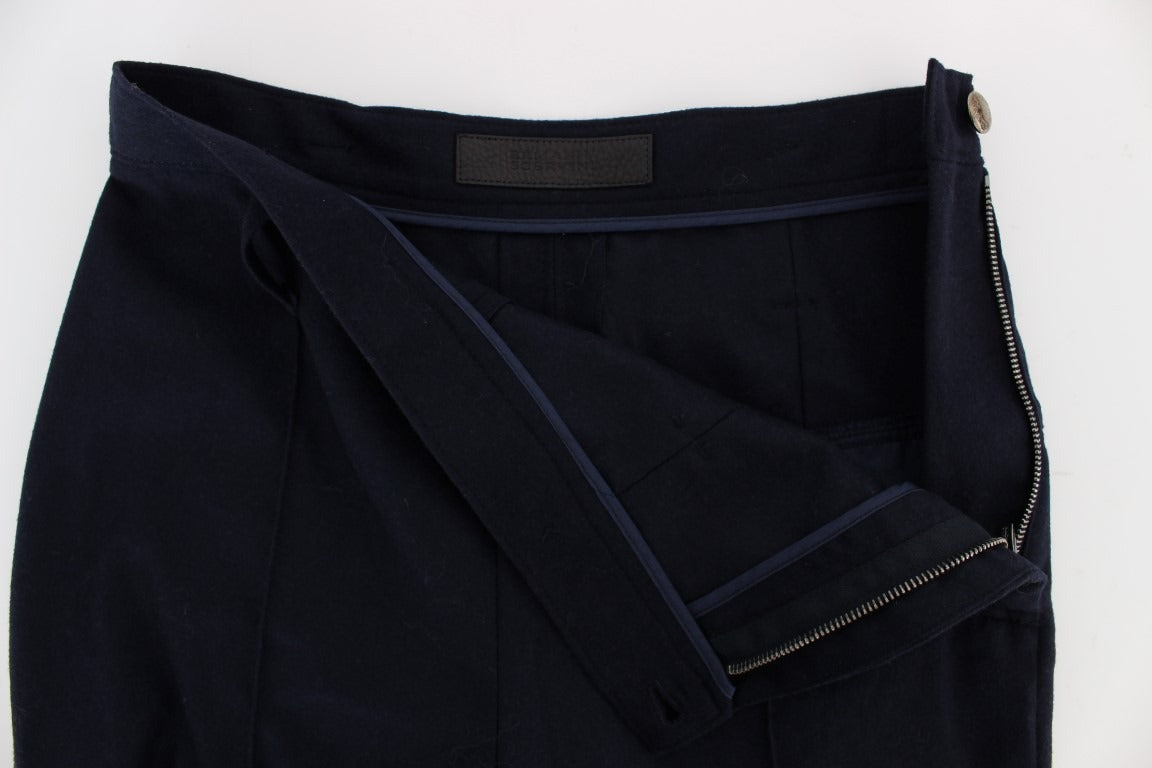 Ermanno Scervino Blue Virgin Wool Slim Fit Casual Pants