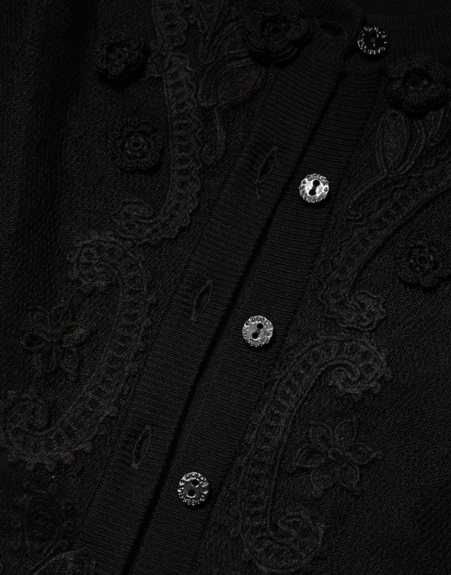 Dolce & Gabbana Black Sheer Button Down Cardigan Sweater