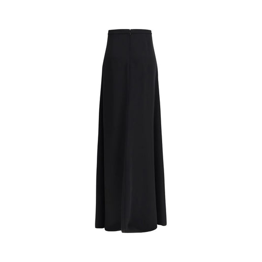 Valentino Garavani Black Silk Long Skirt