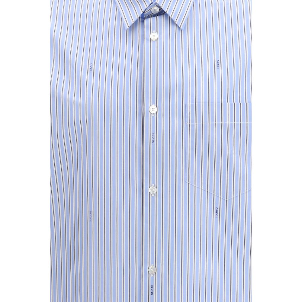 Gucci Blue Cotton Pattern Shirt
