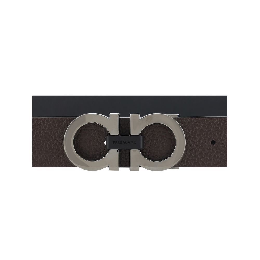 Ferragamo Black Calf Leather Bos Taurus Regular Belt