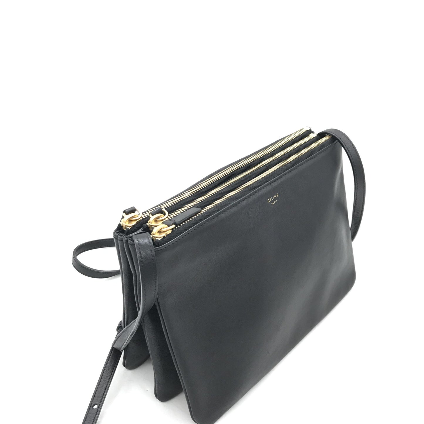 Celine Trio Black Leather Shoulder Bag