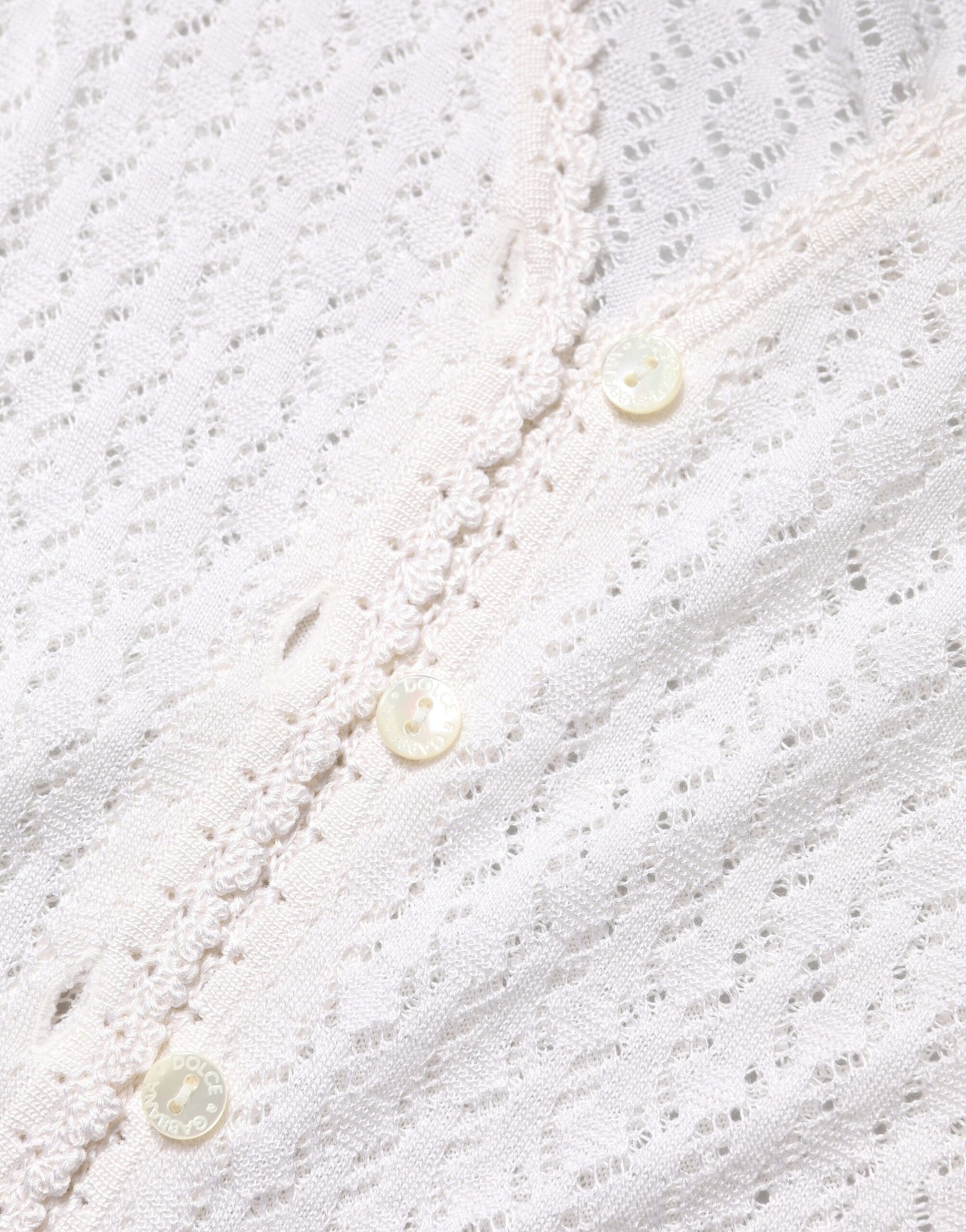 Dolce & Gabbana White Lace Silk Knit Long Sleeves Cardigan Top
