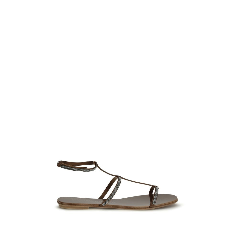 Pedro García Brown Calf Leather Bos Taurus Strap-On Sandals