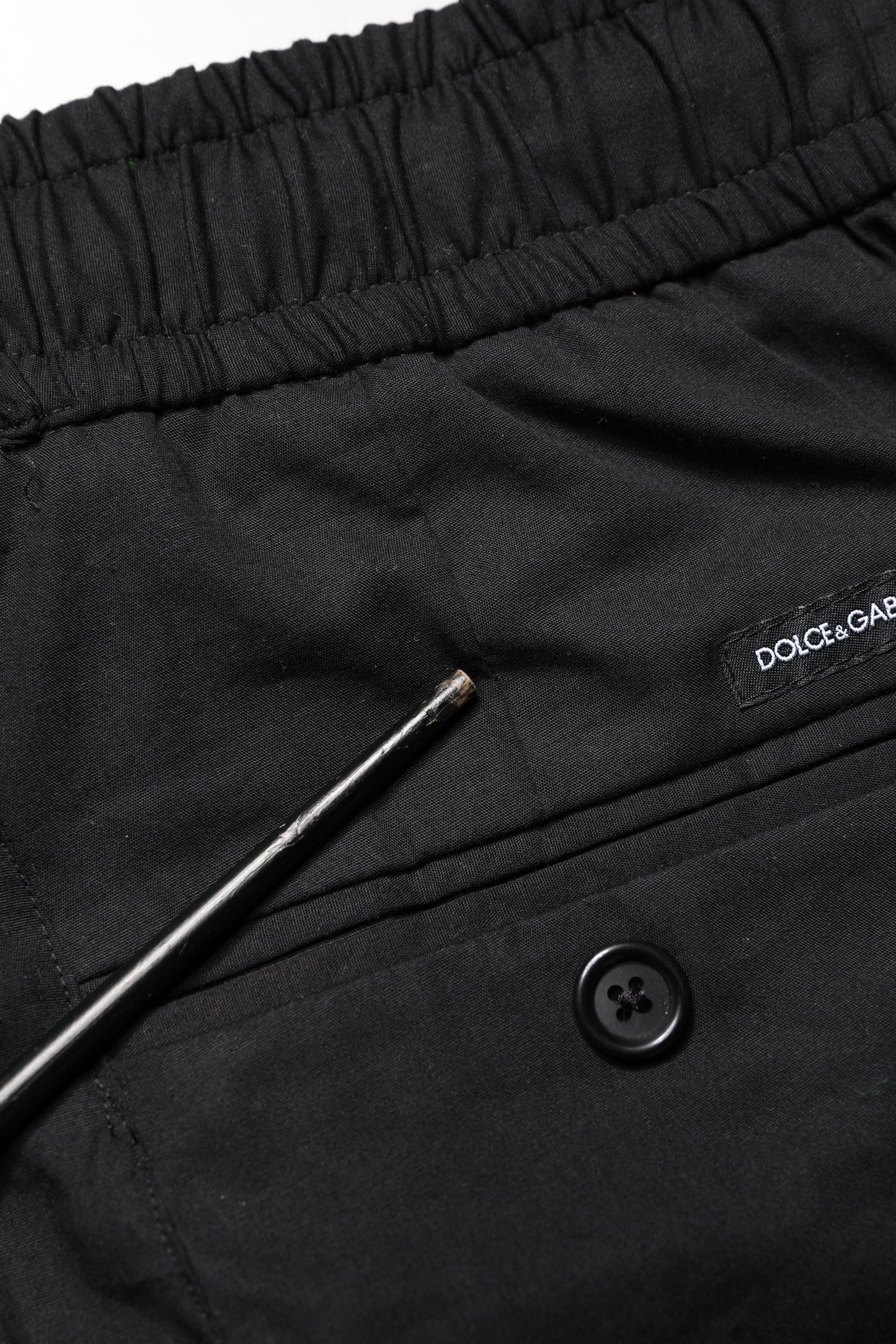 Dolce & Gabbana Black Cotton Skinny Men Jogger Trouser Pants