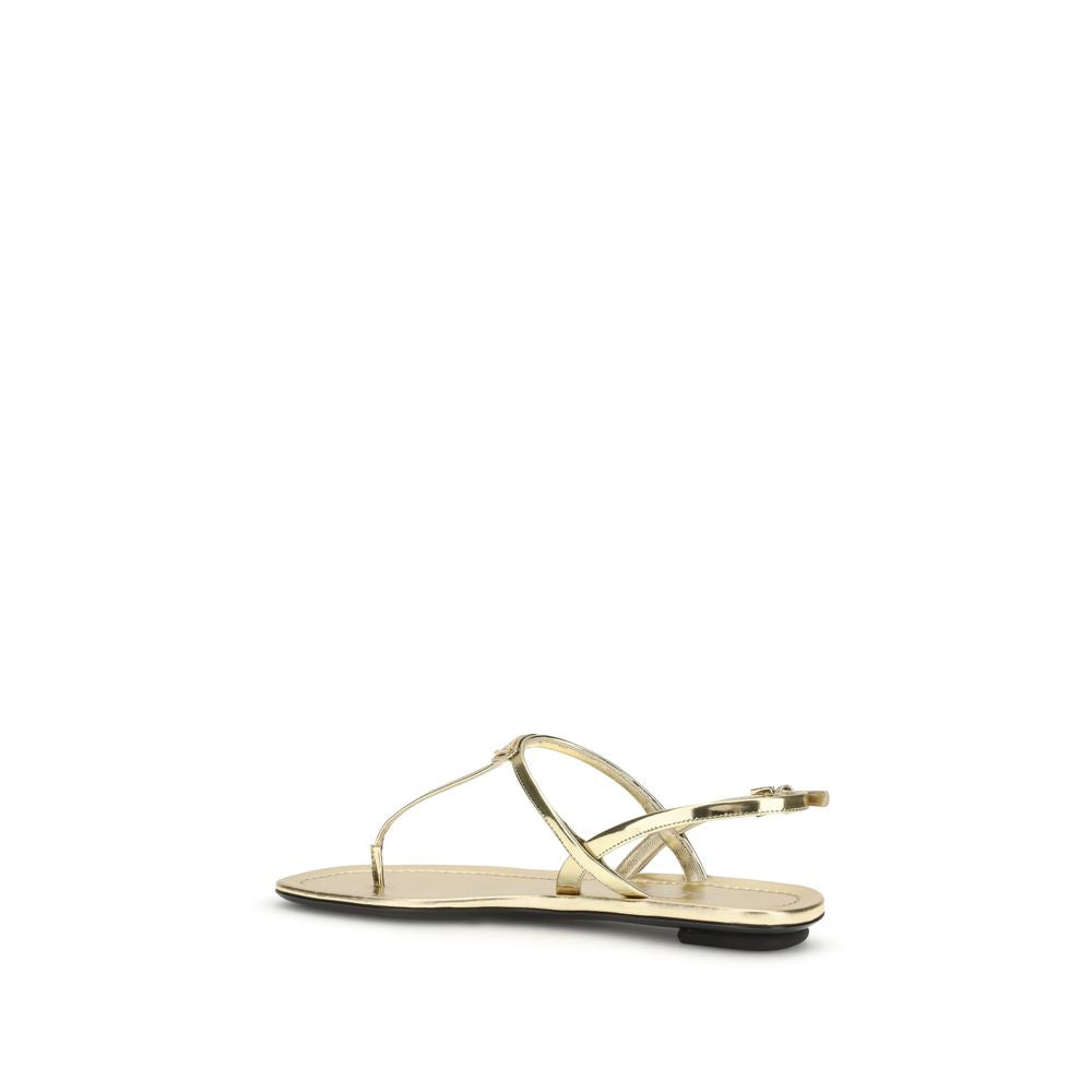 Prada Silver Calf Leather Bos Taurus Flat Sandals
