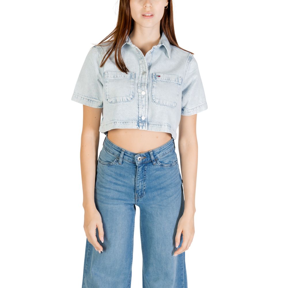 Tommy Hilfiger Jeans Light Blue Recycled Cotton Shortsleeve Shirt