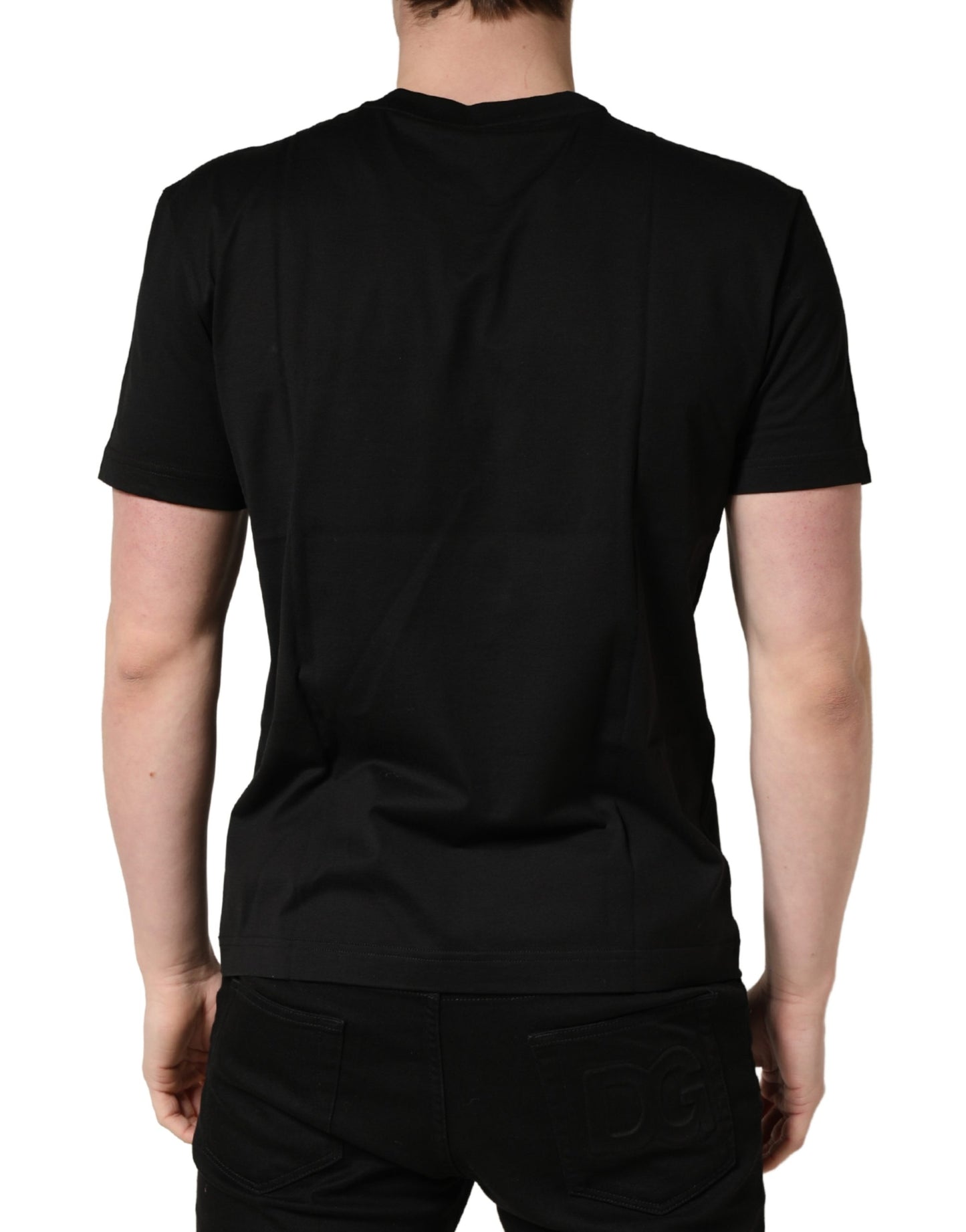 +39 MASQ Black Logo DG Print Cotton Crew Neck T-shirt